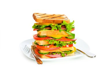 Giant sandwich isolated on the white clipart