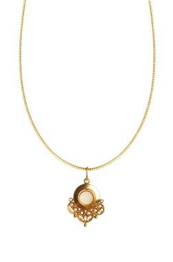 Pendant on golden chain isolated clipart