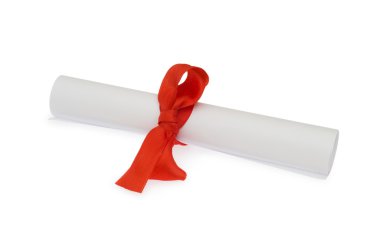 Diploma with red ribbon isolated clipart