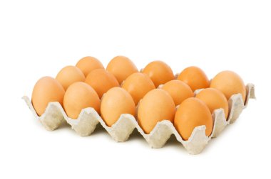 Lots of eggs in the carton isolated clipart