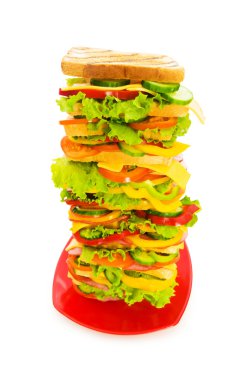 Giant sandwich isolated on the white clipart