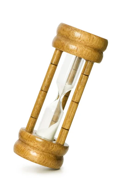 Reloj de arena de madera aislado en el blanco — Foto de Stock