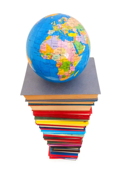 Globe and books isolated on the white — Stock Photo, Image