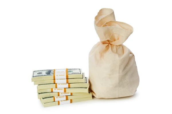 袋的孤立的钱 — 图库照片