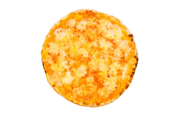 Pizza redonda isolada no branco — Fotografia de Stock