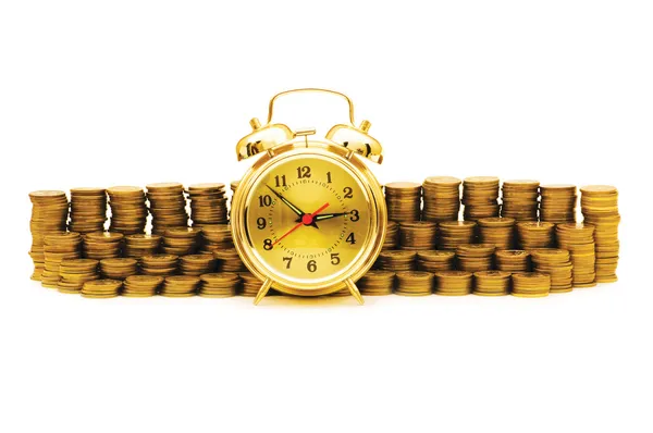 Zaman saati ile para bir kavramdır — Stok fotoğraf