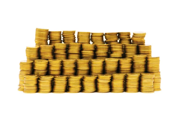 Pilha de moedas isoladas no branco — Fotografia de Stock
