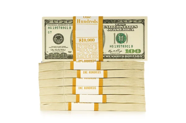 Стек доларів ізольовано на білому — стокове фото