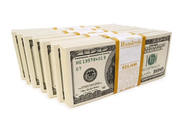 Stapel von Dollars isoliert auf dem weißen — Stockfoto