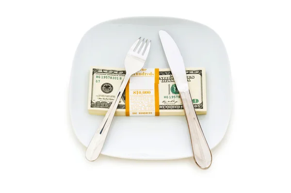 金融コンセプト - お金を食べる — ストック写真