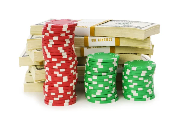 Dólar y casino pilas de chips —  Fotos de Stock