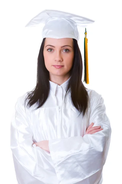 Молодой выпускник изолирован на белом — стоковое фото