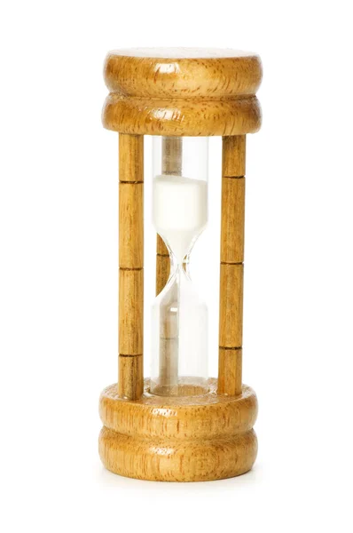 Reloj de arena de madera aislado en el blanco — Foto de Stock