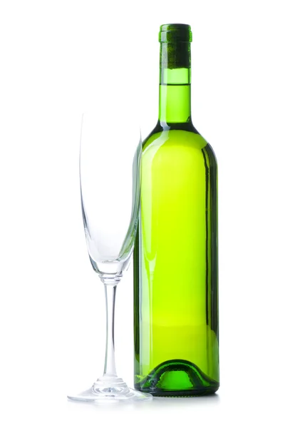 Бутылка и стекло изолированы — стоковое фото