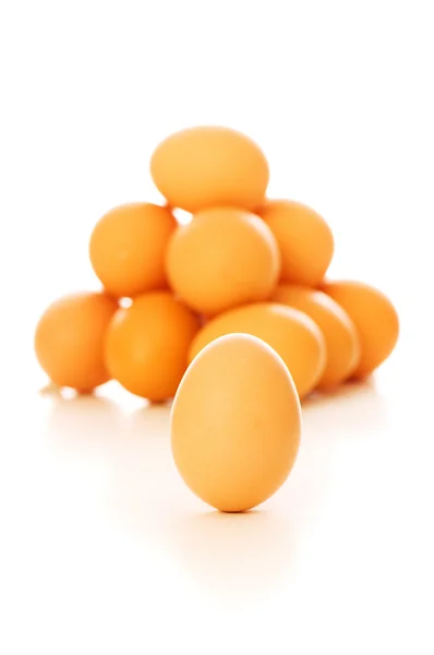 Много яиц на белом — стоковое фото