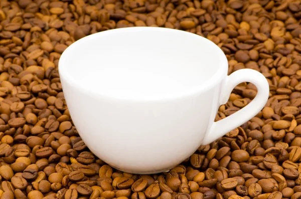 White cup and background of coffee — Stock Photo, Image