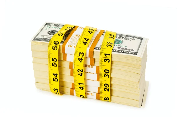 Financial concept - measuring money — Stock Photo, Image