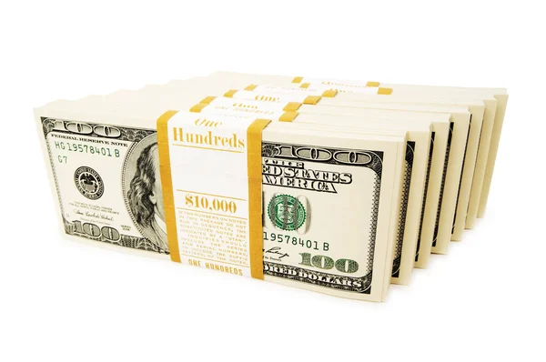 Stack dollar isolerat på vita — Stockfoto