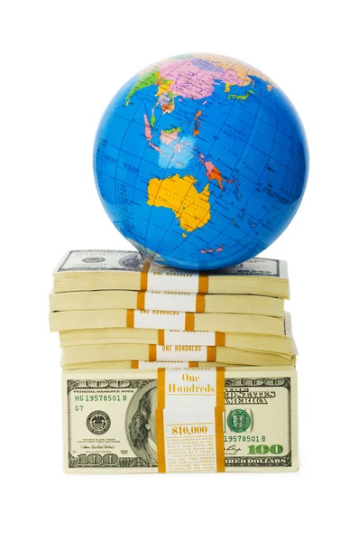 stock image Globe and stack of dollars isolated