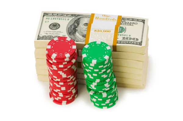 stock image Dollar and casino chip stacks