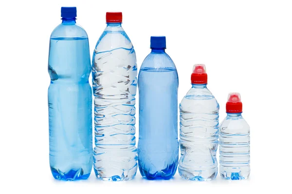 Butelki wody odizolowane na białym — Zdjęcie stockowe