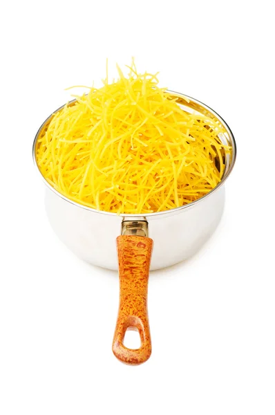 Spaghetti pentola isolata sul bianco — Foto Stock