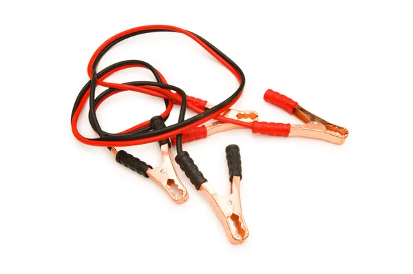 Cables de batería aislados en el blanco —  Fotos de Stock