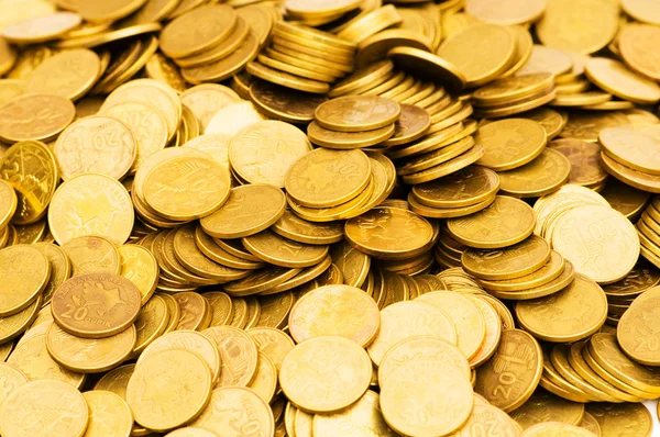 Hromady zlatých mincí, samostatný — Stock fotografie