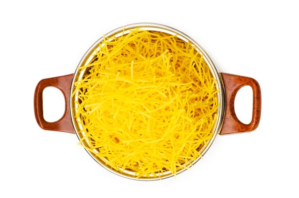 Panela de espaguete isolada no branco — Fotografia de Stock