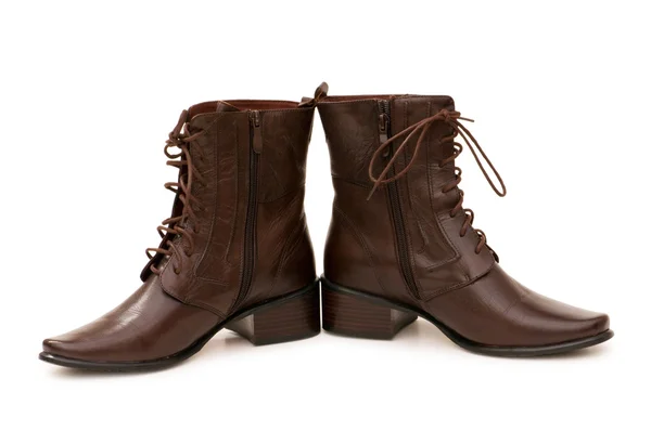 Brown boots isolated on the white Stock Picture