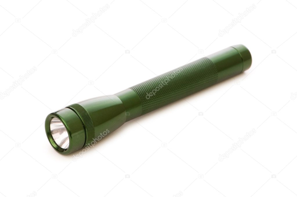 Small flashlight isolated on the white