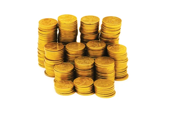 Pilha de moedas isoladas — Fotografia de Stock