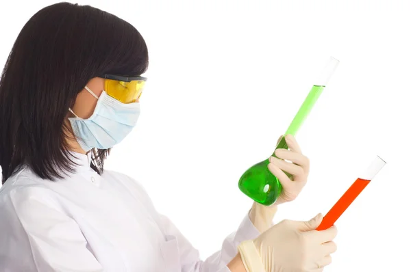 化学チューブを持つ女性 — ストック写真