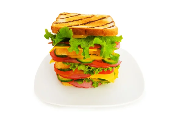 Plaka ile izole sandviç — Stok fotoğraf