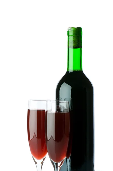 Γυάλινο μπουκάλι και το κρασί — Φωτογραφία Αρχείου