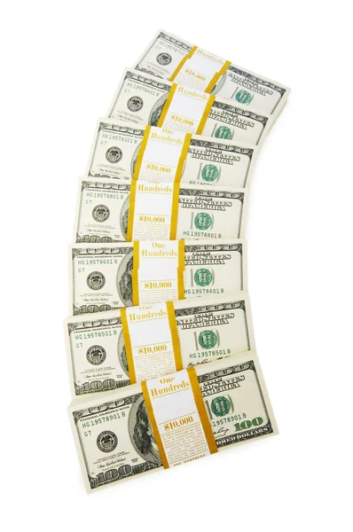 Pilha de dólares isolados no branco — Fotografia de Stock