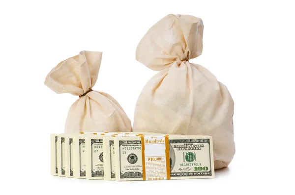 袋的孤立的钱 — 图库照片