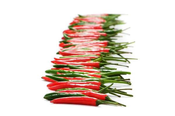 Červené a zelené papriky, samostatný — Stock fotografie