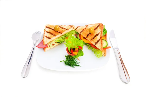 Toasted bread with filling isolated — Stock Photo, Image