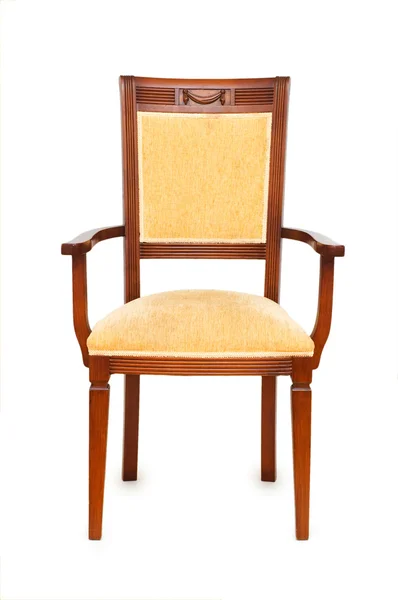 Ξύλινη καρέκλα απομονωμένη στο λευκό — Φωτογραφία Αρχείου