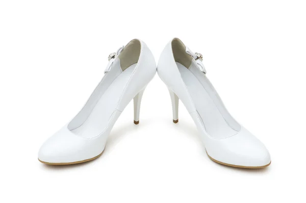 在白色孤立的女人鞋 — 图库照片