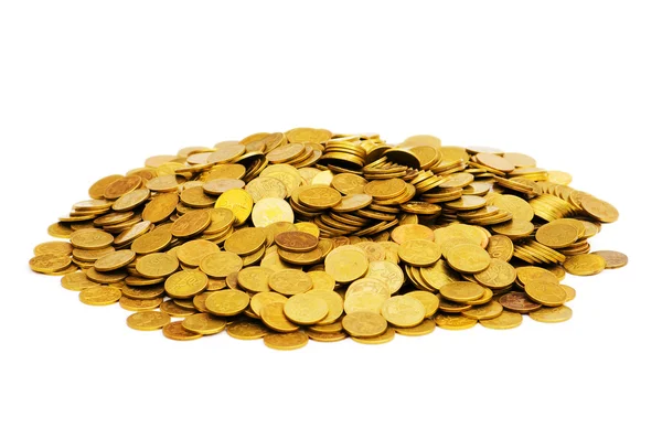 Högen av gyllene mynt isolerade — Stockfoto