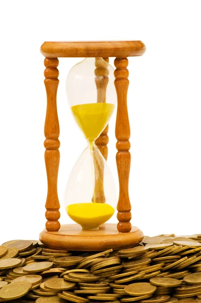 Tempo é conceito de dinheiro - ampulheta — Fotografia de Stock