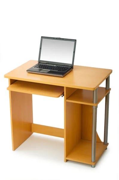 Laptop and desk isolated — Stock Photo, Image