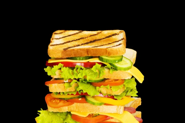 Sandwich aislado en el negro — Foto de Stock