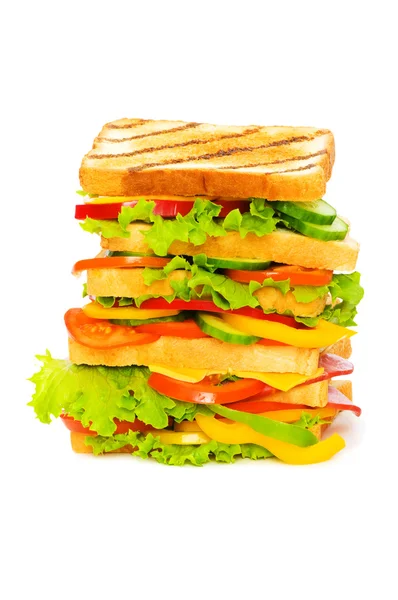 Sandwich géant isolé sur le blanc — Photo