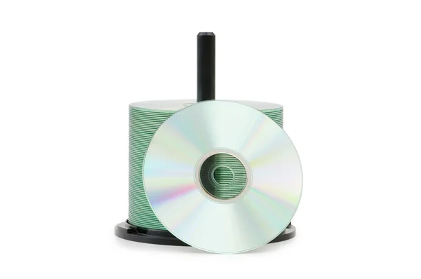 Wrzeciono dysków cd na białym tle — Zdjęcie stockowe