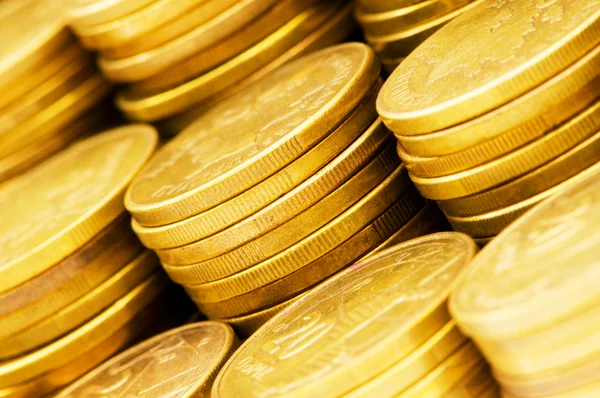 Stack av mynt - kort skärpedjup — Stockfoto