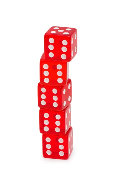 Stack of red dice isolated on white — Stock Photo, Image