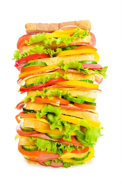 Giant sandwich isolated on the white — Stock Photo, Image